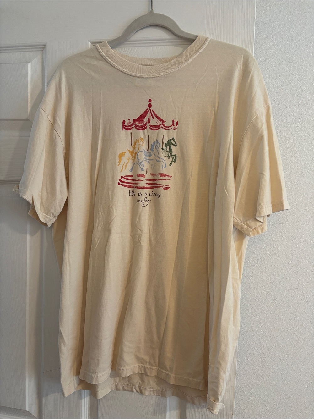 Laufey Cream Carousel Graphic Tee from Tour Unisex
